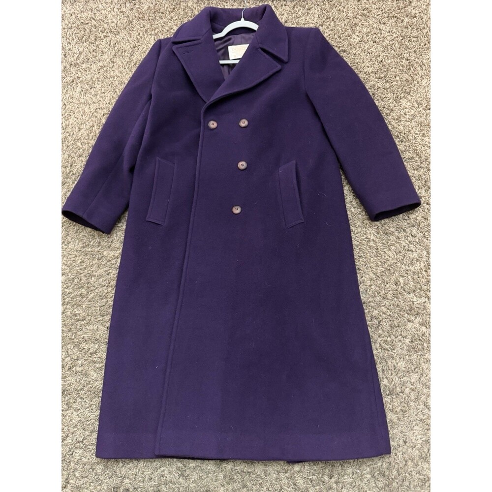 Vtg Pendleton Womens Button Trench Coat Pure Wool Purple Full Length Coat Sz M